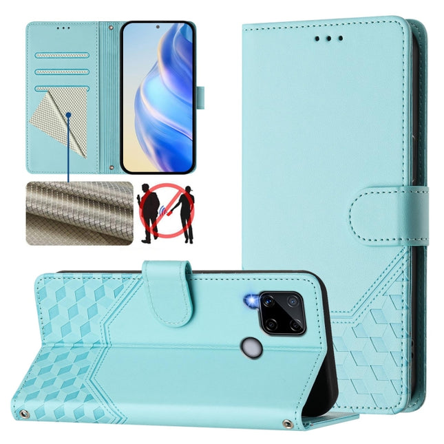 Honeycomb Embossing RFID Leather Phone Case, For Realme C25 / C15 / C12 / C25s, For Realme 8 5G / V13 5G / Q3 5G, For Realme 8 4G / 8 Pro 4G, For Realme GT 5G / GT Neo 5G