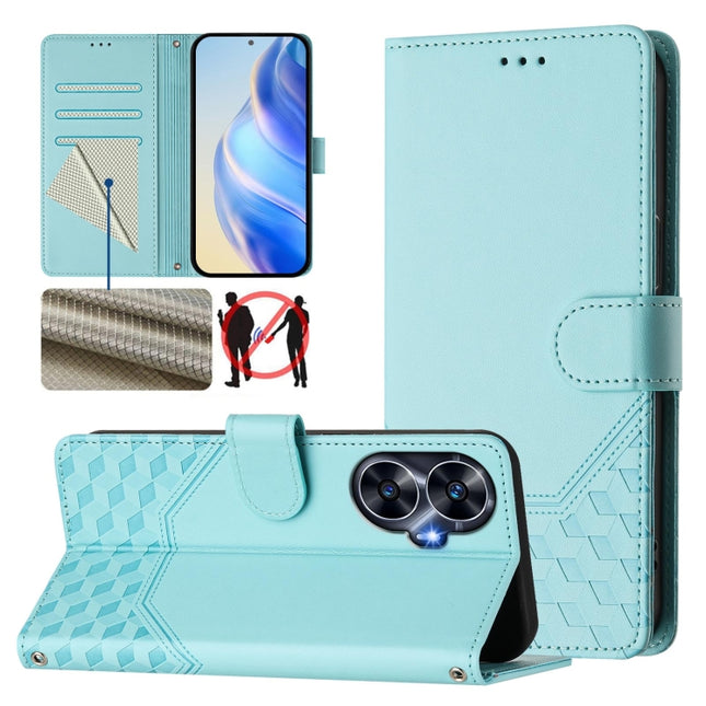 Honeycomb Embossing RFID Leather Phone Case, For Realme C55 4G Global / Narzo N55, For Realme C33 Global, For Realme 10T 5G / 10S 5G / 9i India, For Realme 10 Pro 5G