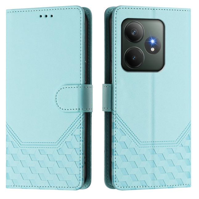 Honeycomb Embossing RFID Leather Phone Case, For Realme GT 6 5G / GT 6T 5G Global, For Realme C63 / C61 Global, For Realme 12 5G Global, For Realme 12+ 5G Global