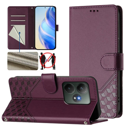 Honeycomb Embossing RFID Leather Phone Case, For Realme GT 6 5G / GT 6T 5G Global, For Realme C63 / C61 Global, For Realme 12 5G Global, For Realme 12+ 5G Global