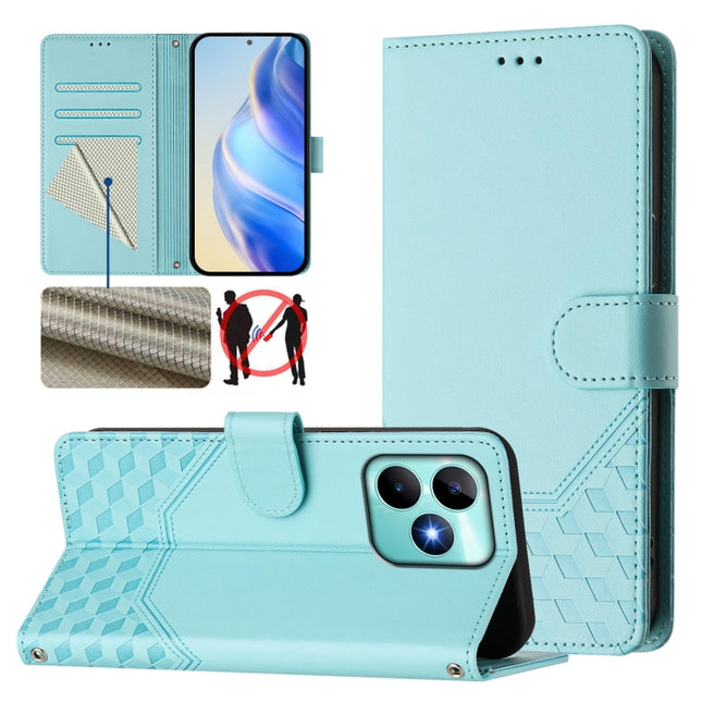 Honeycomb Embossing RFID Leather Phone Case, For Realme Note 50 4G Global / C51 / C53, For Realme 12 Pro 5G / 12 Pro+ 5G Global, For Realme C67 4G Global, For Realme 11 5G Global / 11x 5G / C67 India