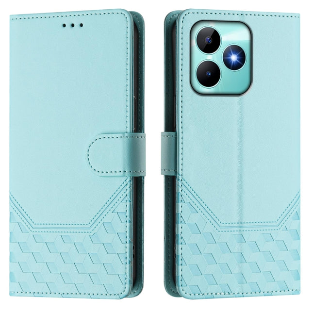 Honeycomb Embossing RFID Leather Phone Case, For Realme Note 50 4G Global / C51 / C53, For Realme 12 Pro 5G / 12 Pro+ 5G Global, For Realme C67 4G Global, For Realme 11 5G Global / 11x 5G / C67 India