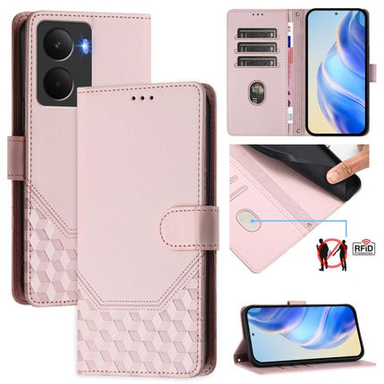 Honeycomb Embossing RFID Leather Phone Case, For Realme P3 5G, For Realme 14 Pro+ 5G, For Realme 14 Pro 5G, For Realme GT 7 Pro 5G