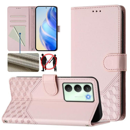 Honeycomb Embossing RFID Leather Phone Case, For Realme 14x Global / V70 5G / C75 5G, For Realme Narzo 80 Pro / 14 Pro 5G India, For Realme 14 5G / 14T 5G Global, For Realme P3 Ultra 5G