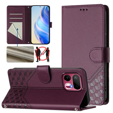 Honeycomb Embossing RFID Leather Phone Case, For Realme P4x 5G / OnePlus Nord CE6 Lite, For Realme 16T 5G Global, For Realme C100 5G, For Realme P4 Power 5G