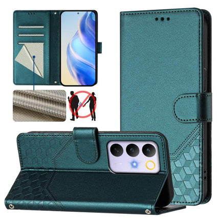Honeycomb Embossing RFID Leather Phone Case, For Realme P4x 5G / OnePlus Nord CE6 Lite, For Realme 16T 5G Global, For Realme C100 5G, For Realme P4 Power 5G
