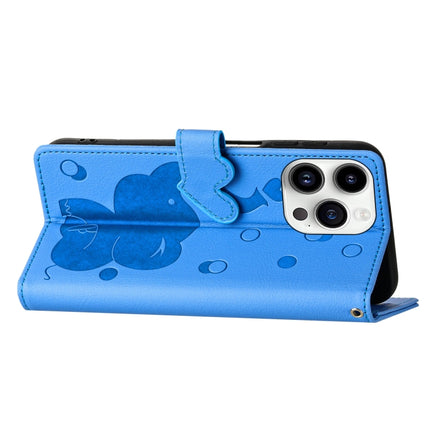 Cartoon Elephant Embossed Leather Phone Case, For iPhone 16 Pro Max, For iPhone 16 Pro, For iPhone 16 Plus, For iPhone 16