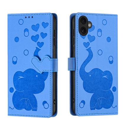 Cartoon Elephant Embossed Leather Phone Case, For iPhone 16 Pro Max, For iPhone 16 Pro, For iPhone 16 Plus, For iPhone 16