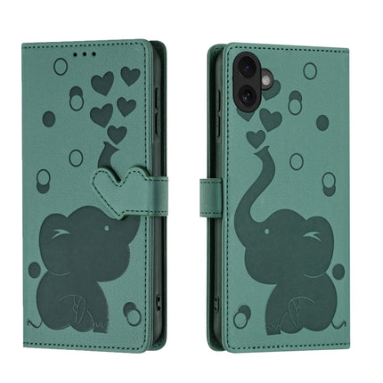 Cartoon Elephant Embossed Leather Phone Case, For iPhone 16 Pro Max, For iPhone 16 Pro, For iPhone 16 Plus, For iPhone 16