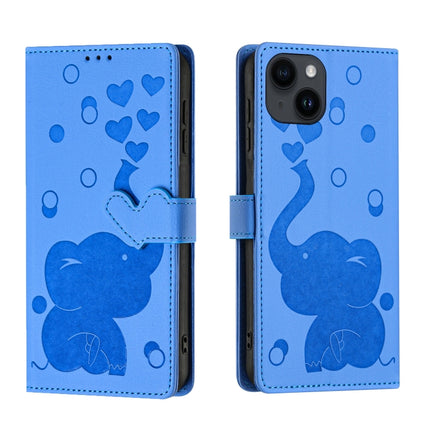 Cartoon Elephant Embossed Leather Phone Case, For iPhone 14 Plus, For iPhone 14, For iPhone 14 Pro, For iPhone 14 Pro Max
