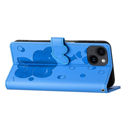 Cartoon Elephant Embossed Leather Phone Case, For iPhone 14 Plus, For iPhone 14, For iPhone 14 Pro, For iPhone 14 Pro Max