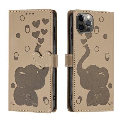 Cartoon Elephant Embossed Leather Phone Case, For iPhone 13 mini / 12 mini, For iPhone 12 / 12 Pro, For iPhone 12 Pro Max, For iPhone 11 Pro Max