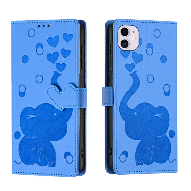 Cartoon Elephant Embossed Leather Phone Case, For iPhone 11, For iPhone 11 Pro, For iPhone X / XS, For iPhone XR