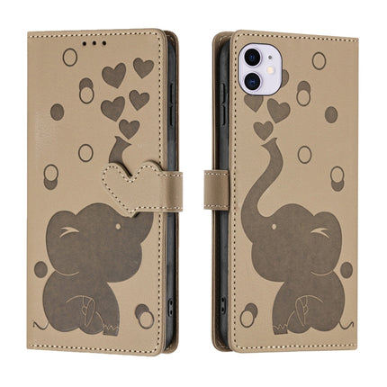 Cartoon Elephant Embossed Leather Phone Case, For iPhone 11, For iPhone 11 Pro, For iPhone X / XS, For iPhone XR