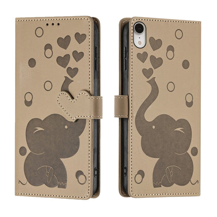 Cartoon Elephant Embossed Leather Phone Case, For iPhone 11, For iPhone 11 Pro, For iPhone X / XS, For iPhone XR