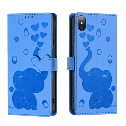 Cartoon Elephant Embossed Leather Phone Case, For iPhone 11, For iPhone 11 Pro, For iPhone X / XS, For iPhone XR