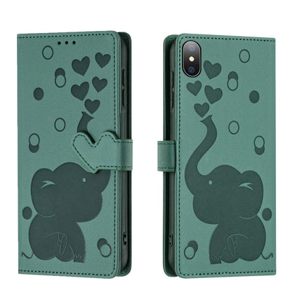 Cartoon Elephant Embossed Leather Phone Case, For iPhone 11, For iPhone 11 Pro, For iPhone X / XS, For iPhone XR