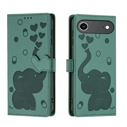 Cartoon Elephant Embossed Leather Phone Case, For iPhone 17 Pro Max, For iPhone 17 Pro, For iPhone 17, For iPhone Air