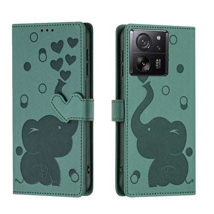 Cartoon Elephant Embossed Leather Phone Case, For Xiaomi Poco C75, For Xiaomi 14T Pro, For Xiaomi 14T, For Xiaomi 13T / 13T Pro