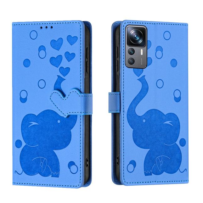 Cartoon Elephant Embossed Leather Phone Case, For Xiaomi 12T / 12T Pro, For Xiaomi 11T / 11T Pro, For Xiaomi Mi 11 Lite