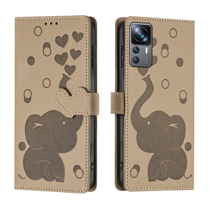 Cartoon Elephant Embossed Leather Phone Case, For Xiaomi 12T / 12T Pro, For Xiaomi 11T / 11T Pro, For Xiaomi Mi 11 Lite