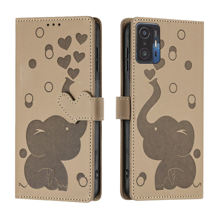 Cartoon Elephant Embossed Leather Phone Case, For Xiaomi 12T / 12T Pro, For Xiaomi 11T / 11T Pro, For Xiaomi Mi 11 Lite