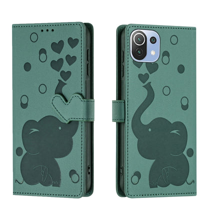 Cartoon Elephant Embossed Leather Phone Case, For Xiaomi 12T / 12T Pro, For Xiaomi 11T / 11T Pro, For Xiaomi Mi 11 Lite