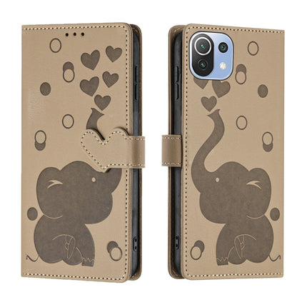 Cartoon Elephant Embossed Leather Phone Case, For Xiaomi 12T / 12T Pro, For Xiaomi 11T / 11T Pro, For Xiaomi Mi 11 Lite