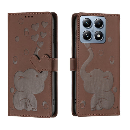 Cartoon Elephant Embossed Leather Phone Case, For Xiaomi Poco C75, For Xiaomi 14T Pro, For Xiaomi 14T, For Xiaomi 13T / 13T Pro