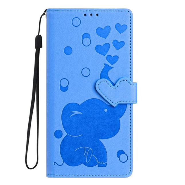 Cartoon Elephant Embossed Leather Phone Case, For Xiaomi Poco C75, For Xiaomi 14T Pro, For Xiaomi 14T, For Xiaomi 13T / 13T Pro