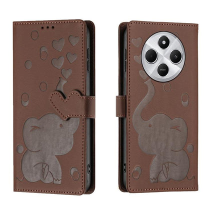 Cartoon Elephant Embossed Leather Phone Case, For Xiaomi Poco C75, For Xiaomi 14T Pro, For Xiaomi 14T, For Xiaomi 13T / 13T Pro