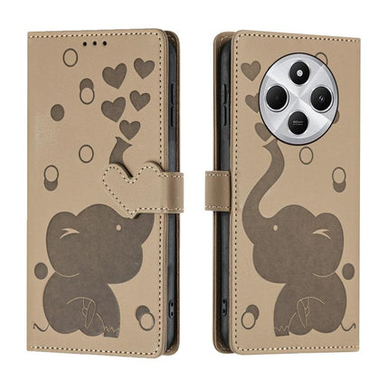 Cartoon Elephant Embossed Leather Phone Case, For Xiaomi Poco C75, For Xiaomi 14T Pro, For Xiaomi 14T, For Xiaomi 13T / 13T Pro