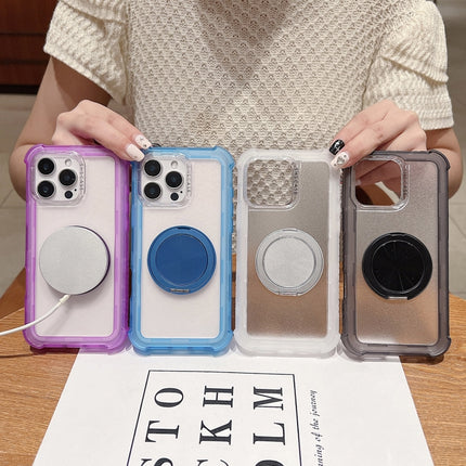 Matte TPU Hybrid PC 3-in-1 MagSafe Holder Phone Case, For iPhone 15 Plus, For iPhone 15, For iPhone 14 Plus, For iPhone 14, For iPhone 14 Pro, For iPhone 14 Pro Max