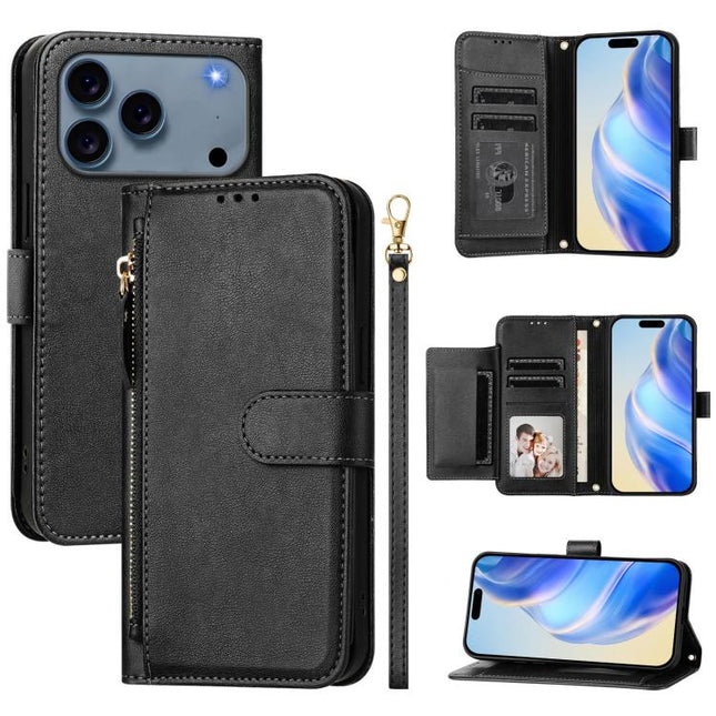 Multi-Card Slots Zipper Wallet Leather Phone Case, For iPhone 17e / 16e, For iPhone 17 Pro Max, For iPhone 17 Pro, For iPhone 17
