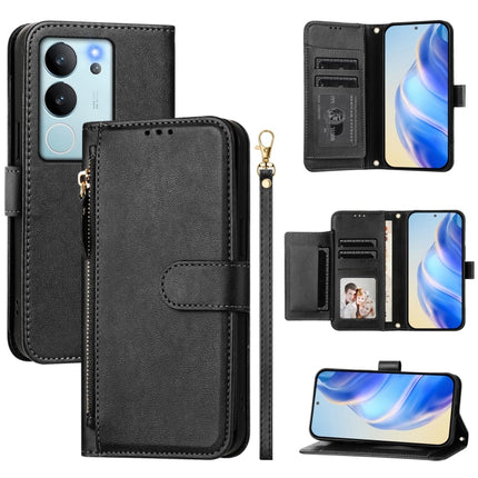 Multi-Card Slots Zipper Wallet Leather Phone Case, For vivo Y100 IDN / T3 5G IDN, For vivo V30 5G / V30 Pro Global, For vivo Y36 5G / 4G / Y27s 4G Global, For vivo V29e 5G / Y200 5G Global