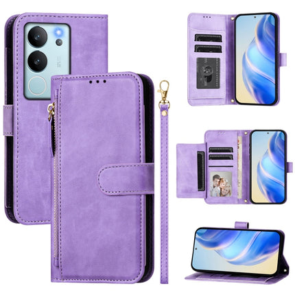 Multi-Card Slots Zipper Wallet Leather Phone Case, For vivo Y100 IDN / T3 5G IDN, For vivo V30 5G / V30 Pro Global, For vivo Y36 5G / 4G / Y27s 4G Global, For vivo V29e 5G / Y200 5G Global