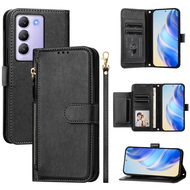 Multi-Card Slots Zipper Wallet Leather Phone Case, For vivo Y100 IDN / T3 5G IDN, For vivo V30 5G / V30 Pro Global, For vivo Y36 5G / 4G / Y27s 4G Global, For vivo V29e 5G / Y200 5G Global