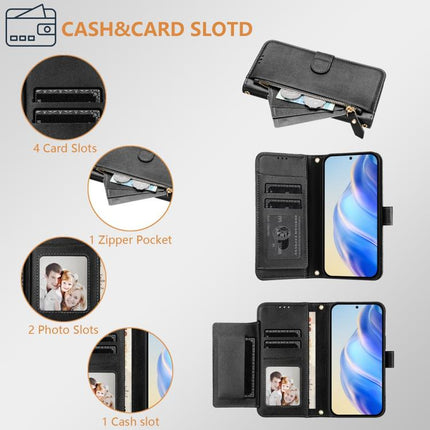 Multi-Card Slots Zipper Wallet Leather Phone Case, For Honor Magic8, For Honor Play 70 Plus, For Honor X5c Plus, For Honor X6c 4G