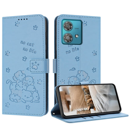 Embossed Kitten Phone Leather Case with Lanyard, For Motorola Moto G Power 5G 2024, For Motorola Moto G84, For Motorola Edge 40 Neo, For Motorola Moto G14