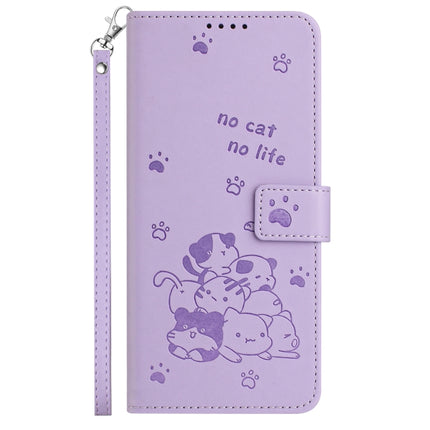 Embossed Kitten Phone Leather Case with Lanyard, For Motorola Moto G Power 5G 2024, For Motorola Moto G84, For Motorola Edge 40 Neo, For Motorola Moto G14