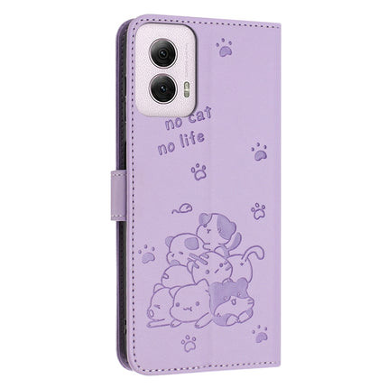 Embossed Kitten Phone Leather Case with Lanyard, For Motorola Moto G Power 5G 2024, For Motorola Moto G84, For Motorola Edge 40 Neo, For Motorola Moto G14