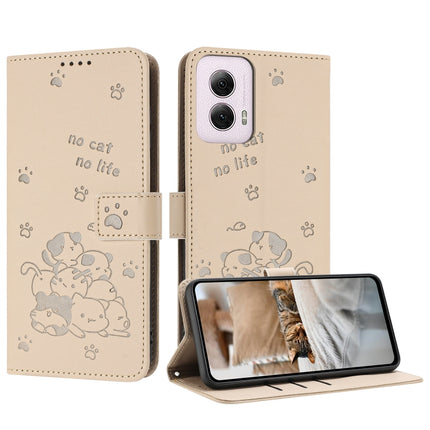 Embossed Kitten Phone Leather Case with Lanyard, For Motorola Moto G Power 5G 2024, For Motorola Moto G84, For Motorola Edge 40 Neo, For Motorola Moto G14