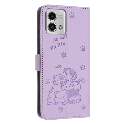 Embossed Kitten Phone Leather Case with Lanyard, For Motorola Moto G Stylus 2023 4G, For Motorola Edge 40