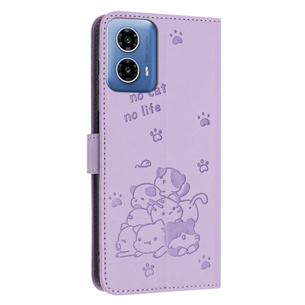 Embossed Kitten Phone Leather Case with Lanyard, For Motorola Moto G85, For Motorola Edge 2024 5G, For Motorola Edge 50 Ultra, For Motorola Edge 50 Pro