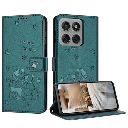 Embossed Kitten Phone Leather Case with Lanyard, For Motorola Edge 60 Pro, For Motorola Edge 60 Fusion, For Motorola Moto G Stylus 5G 2025, For Motorola Moto G05