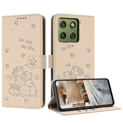 Embossed Kitten Phone Leather Case with Lanyard, For Motorola Edge 70 5G, For Motorola Moto G06 4G, For Motorola Moto G86 5G, For Motorola Moto G56 5G