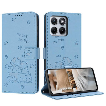 Embossed Kitten Phone Leather Case with Lanyard, For Motorola Edge 70 Pro 5G, For Motorola Moto G17 / G17 Power 4G, For Motorola Edge 70 Fusion 5G, For Motorola Moto G67 Power / G57 Power