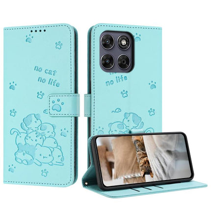 Embossed Kitten Phone Leather Case with Lanyard, For Motorola Edge 70 Max 5G, For Motorola Moto G Max / G87 / G77 5G, For Motorola Edge 5G 2026, For Motorola Moto G37 / G37 Power / G47