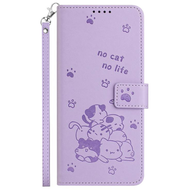 Embossed Kitten Phone Leather Case with Lanyard, For Motorola Edge 70 Pro 5G, For Motorola Moto G17 / G17 Power 4G, For Motorola Edge 70 Fusion 5G, For Motorola Moto G67 Power / G57 Power