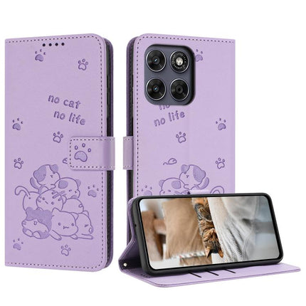 Embossed Kitten Phone Leather Case with Lanyard, For Motorola Edge 70 Pro 5G, For Motorola Moto G17 / G17 Power 4G, For Motorola Edge 70 Fusion 5G, For Motorola Moto G67 Power / G57 Power